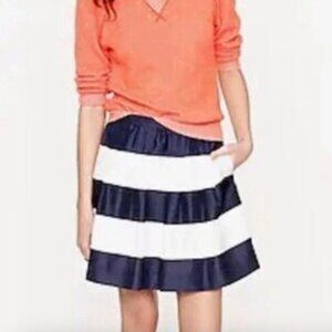 J. Crew Silk Awning Stripe Mini Skirt - Navy & White - Size 0